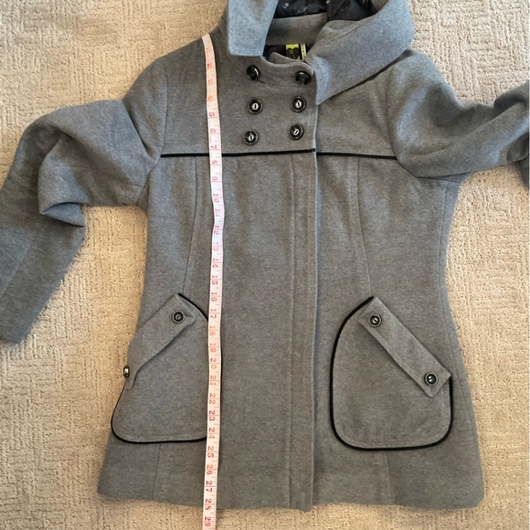 🩶💚 Soia & Kyo Wool Blend Coat Double Breasted Hooded Tagged L Fits S/M Luxury - Picture 7 of 9